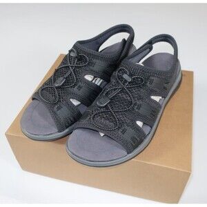 Orthofeet Maui Black Sandals Size 8.5 D Wide NWB New Orthopedic Stretchable